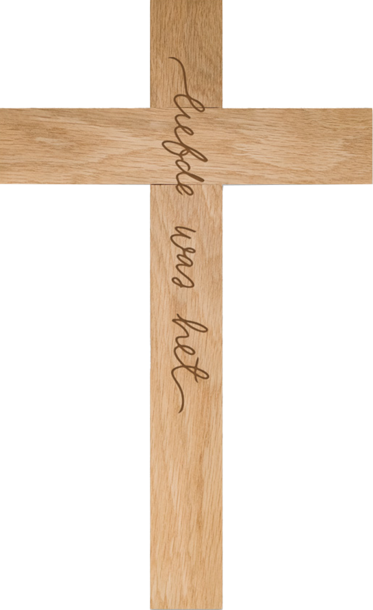 Eiken Houten Kruis - Liefde Was Het - 30 cm